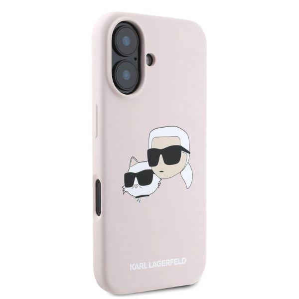 Etui Karl Lagerfeld KLHMP16SSKCHPPLP Apple iPhone 16 hardcase Silicone Double Heads Print MagSafe różowy
