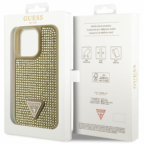 Guess GUHCP14LHDGTPD Apple iPhone 14 Pro gold hardcase Rhinestone Triangle
