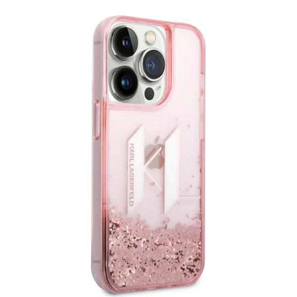 Karl Lagerfeld KLHCP14LLBKLCP Apple iPhone 14 Pro pink hardcase Liquid Glitter Big KL