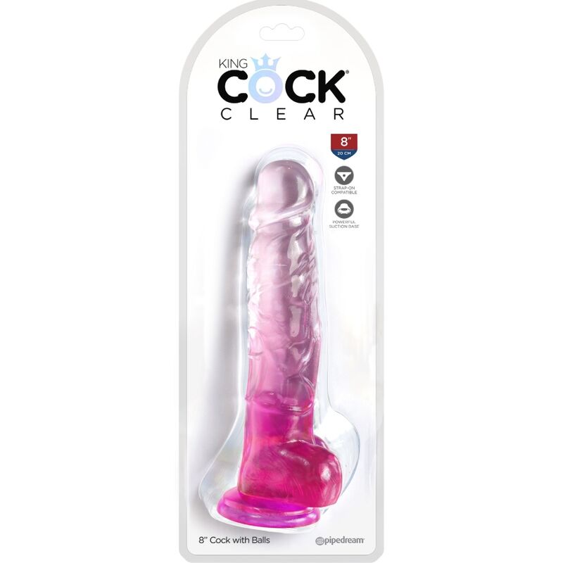 KING COCK CLEAR - REALISTIC PENIS WITH BALLS 16.5 CM PINK
