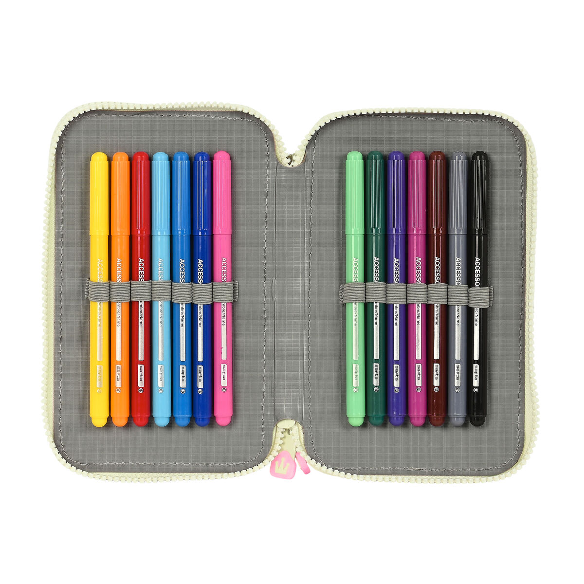 Federmäppchen mit Zubehör Glow Lab Magic flow Beige (12.5 x 19.5 x 4 cm) (28 pcs)