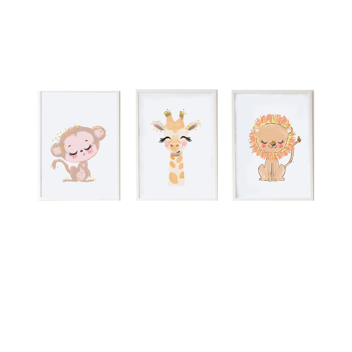 Sheets Crochetts 33 x 43 x 2 cm Lion Monkey Giraffe 3 Pieces