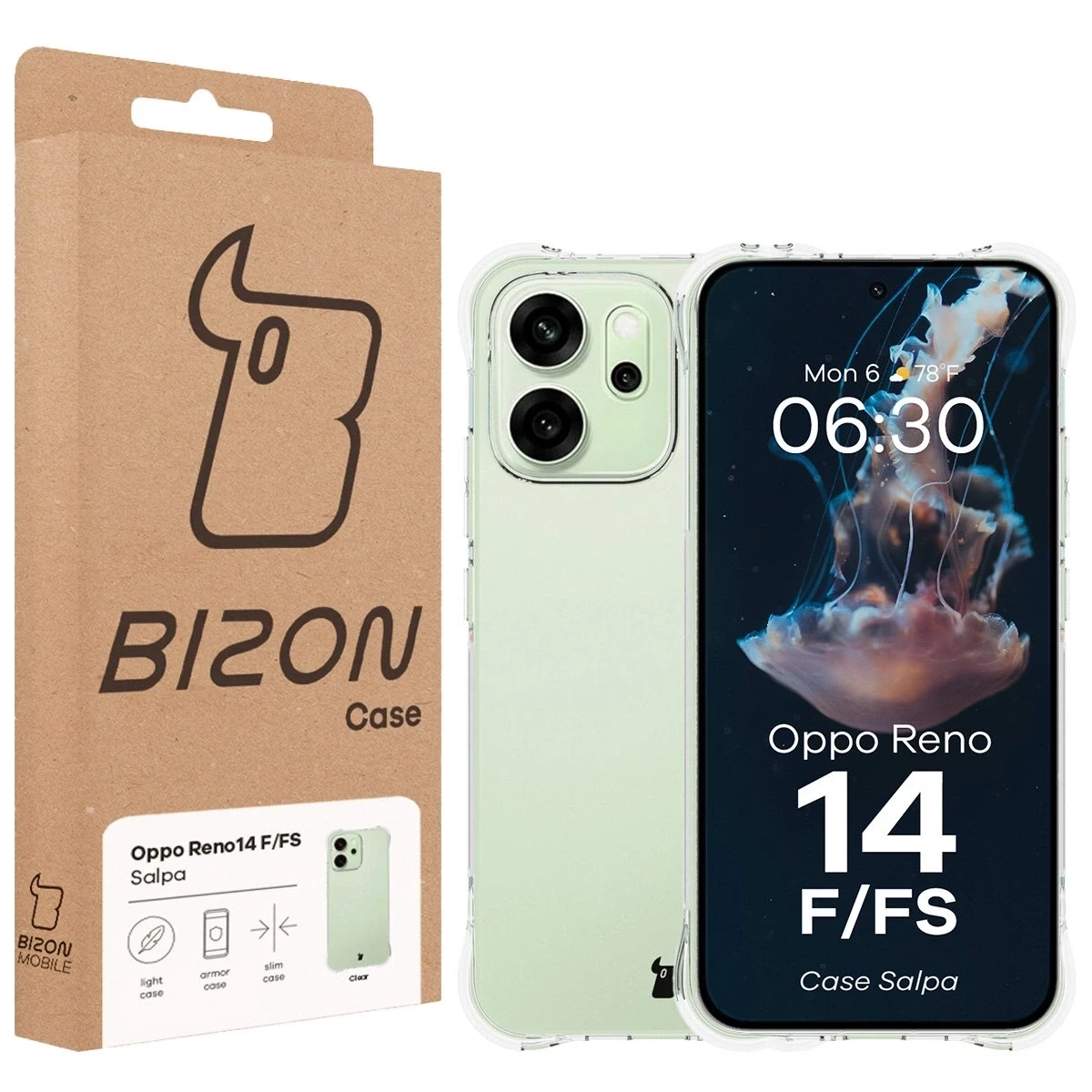 Elastyczne etui Bizon Case Salpa do Oppo Reno 14 F / 14 FS przezroczyste