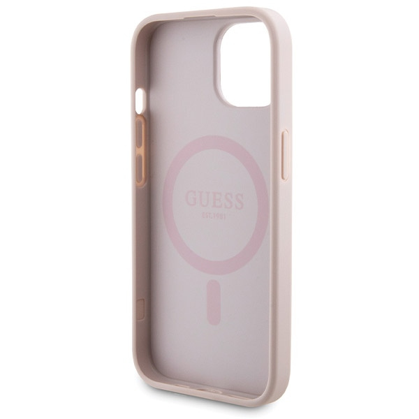 Guess GUBPM5P15S4GEMGP Apple iPhone 15 hardcase + Powerbank 5000mAh MagSafe 4G Metal Logo pink
