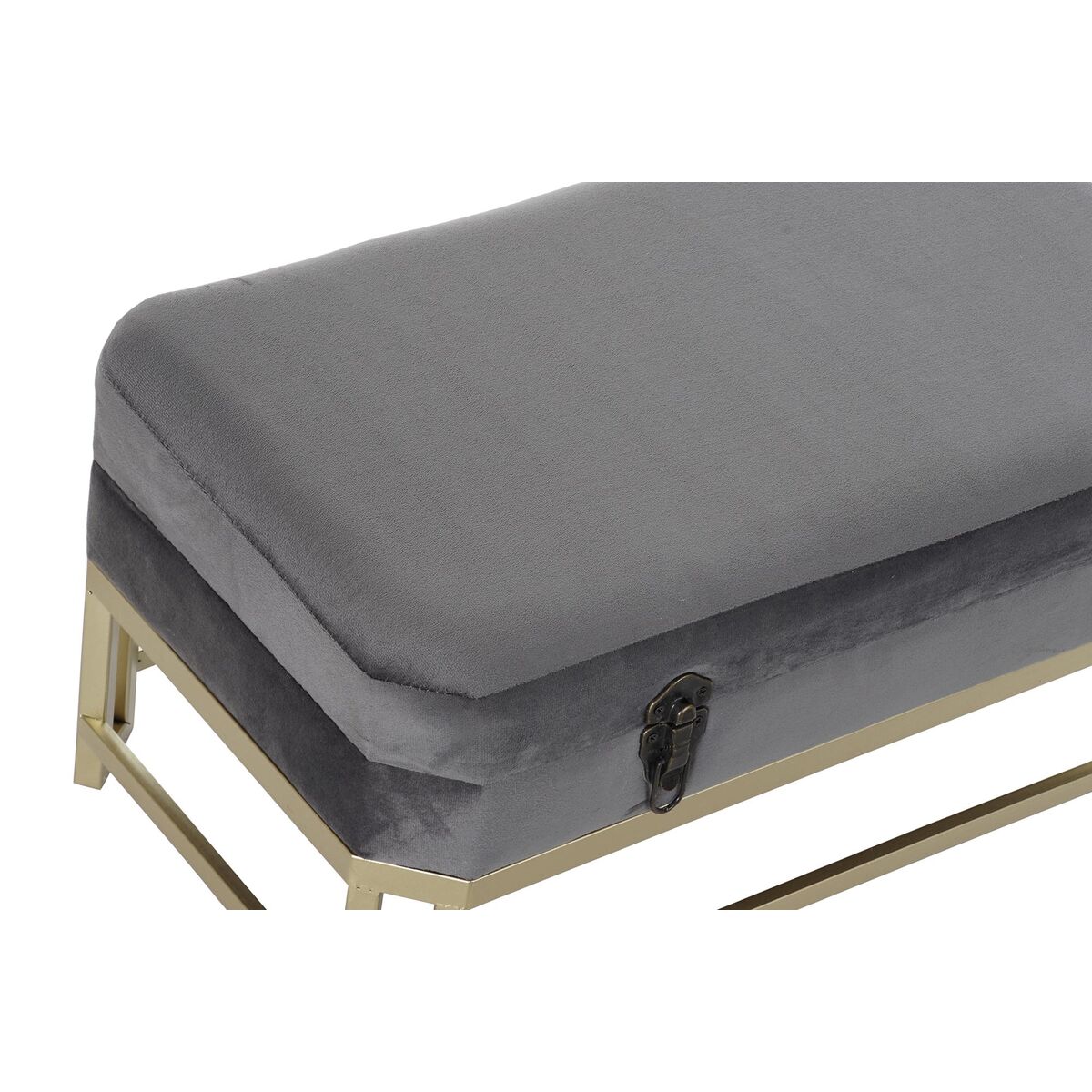 Bench DKD Home Decor   Grey Golden Metal Velvet (80 x 40 x 47 cm)