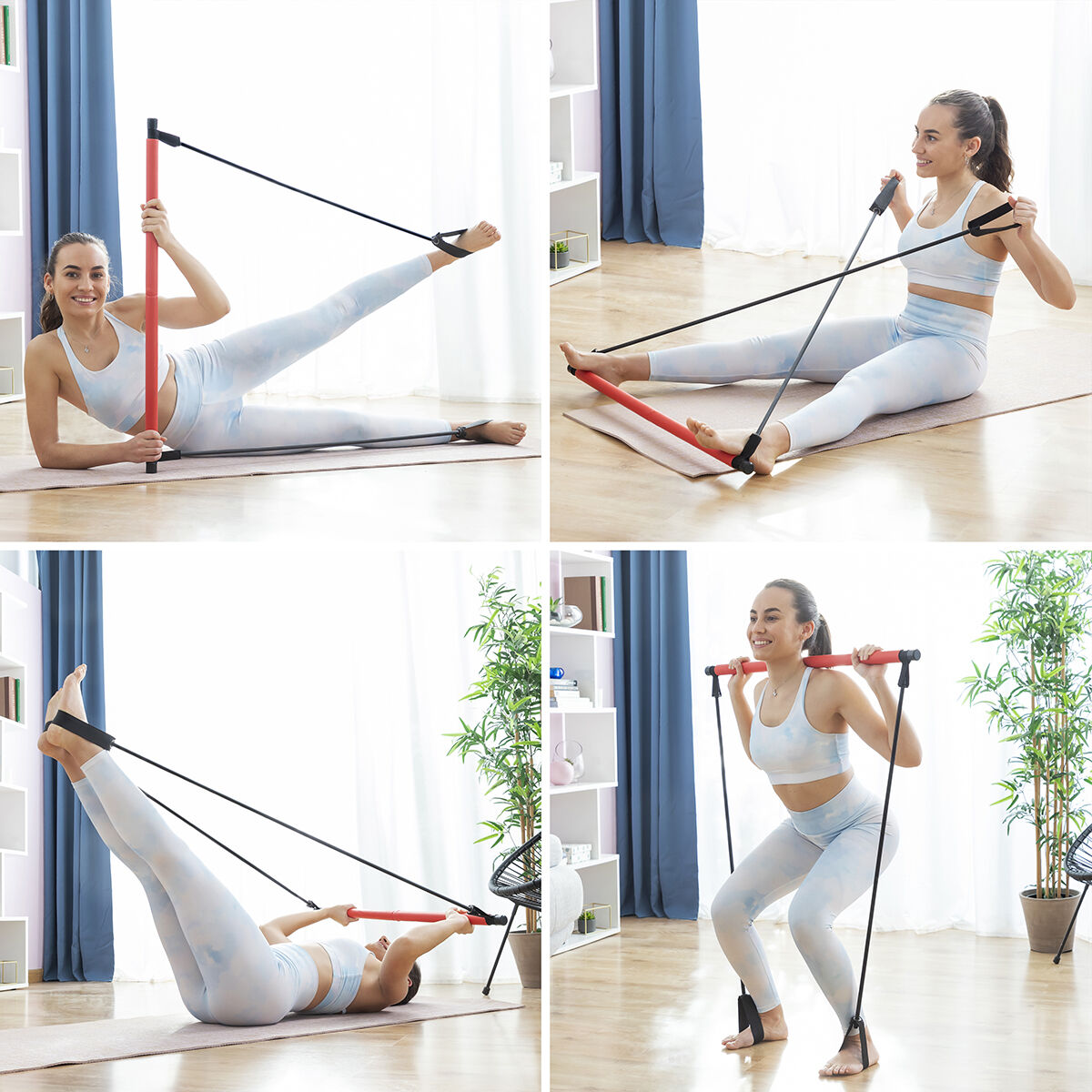 Fitness Bar with Resistance Bands and Exercise Guide Resibar InnovaGoods