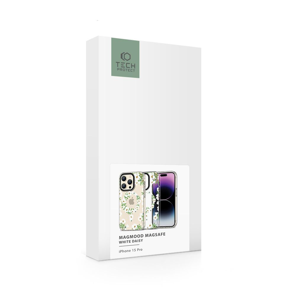 Tech-protect MagMood MagSafe Apple iPhone 15 Pro White Daisy