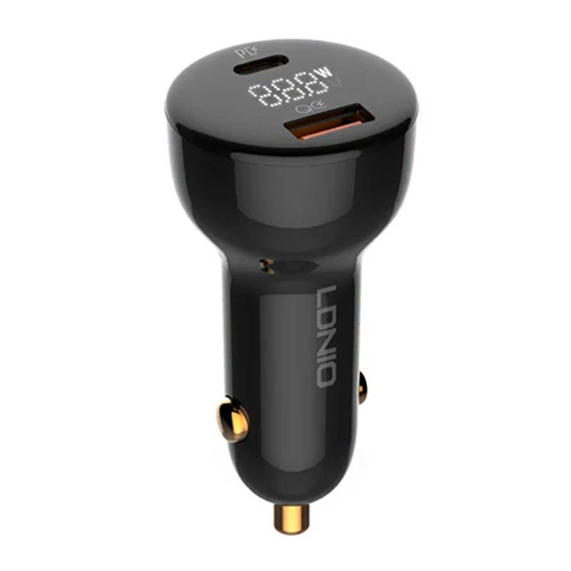 LDNIO C101 Car Charger, USB-A + USB-C, 100W + USB-C/USB-C Cable (black)