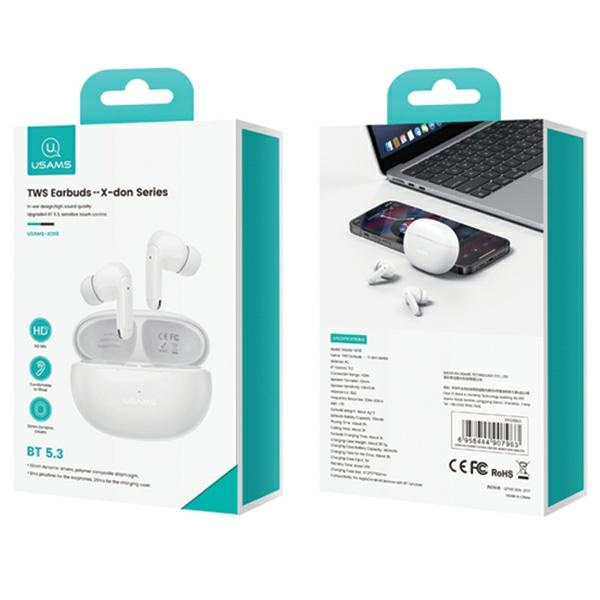 USAMS X-don Series wireless in-ear headphones Dual mic ENC TWS Bluetooth 5.3 white
