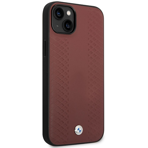 BMW BMHCP14S22RFGR Apple iPhone 14 burgundy Leather Diamond Pattern