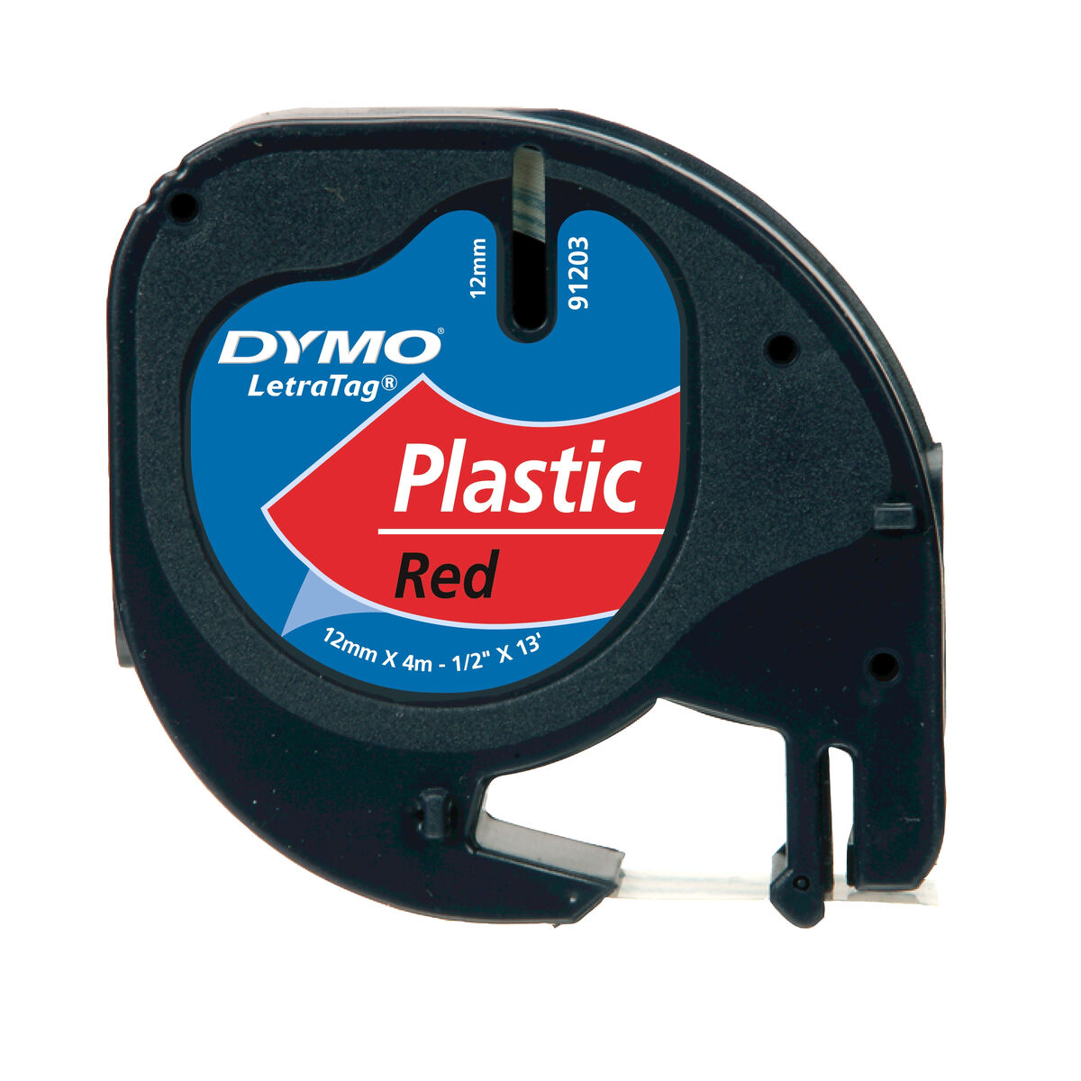 Laminowana Taśma do Drukarki Etykiet Dymo 91203 LetraTag® Czerwony Czarny 12 mm (10 Sztuk)