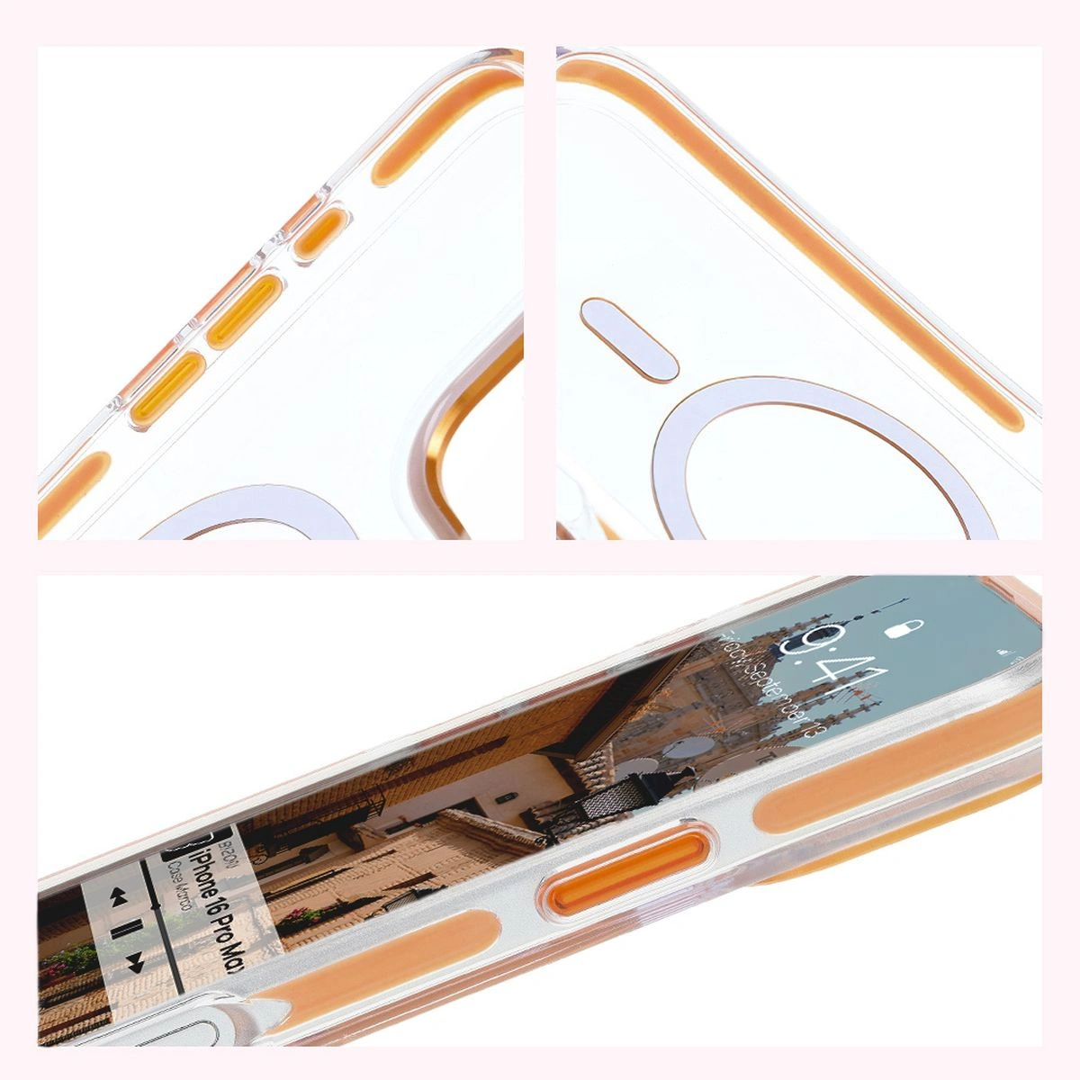 Bizon Case Marco Apple iPhone 16 Pro Max clear with orange frame