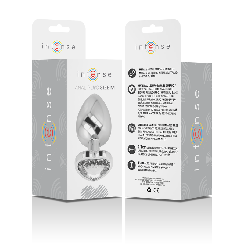 INTENSE - METAL ALUMINUM ANAL PLUG HEART WHITE SIZE M