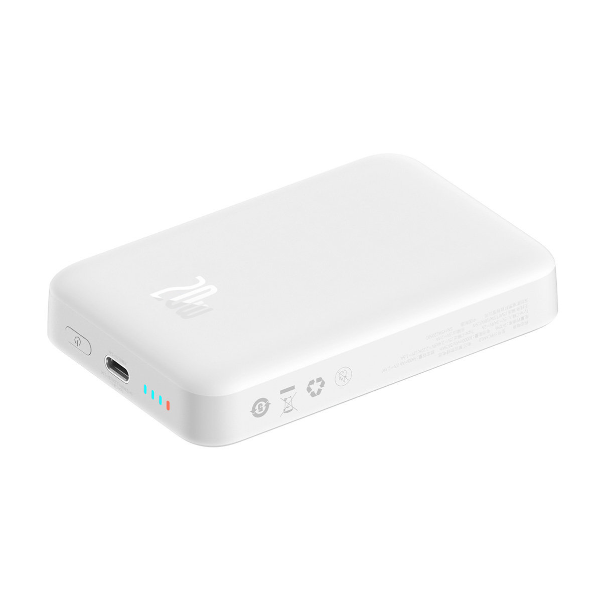 Powerbank Baseus Magnetic Mini MagSafe 15W PD QC 20W 10000mAh white (Overseas Edition) + USB-C/USB-C Cable 60W 3A 0.5m white