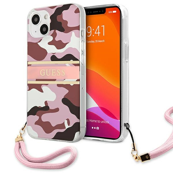Guess GUHCP13SKCABPI Apple iPhone 13 mini pink hardcase Camo Strap Collection