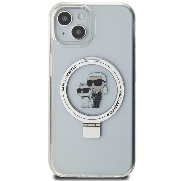 Karl Lagerfeld KLHMP14SHMRSKCH Apple iPhone 14 / 15 hardcase Ring Stand Karl&Choupettte MagSafe white