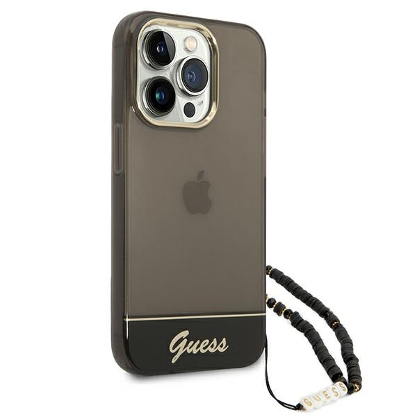 Guess GUHCP14XHGCOHK Apple iPhone 14 Pro Max black hardcase Translucent Pearl Strap