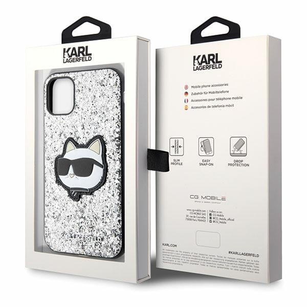 Karl Lagerfeld KLHCN61G2CPS Apple iPhone 11/XR silver hardcase Glitter Choupette Patch