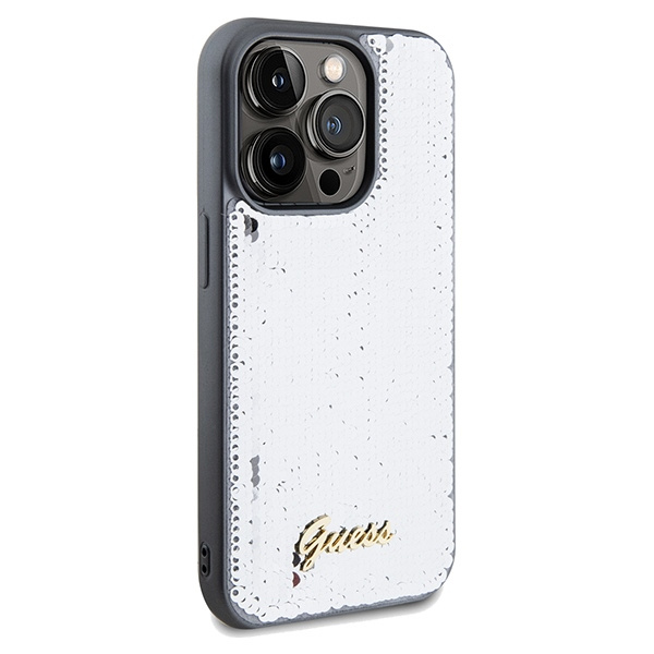 Guess GUHCP14XPSFDGSS Apple iPhone 14 Pro Max hardcase Sequin Script Metal silver