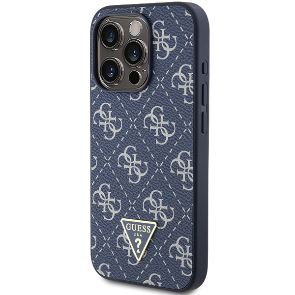 Guess GUHCP15LPG4GPB Apple iPhone 15 Pro hardcase 4G Triangle Metal Logo blue