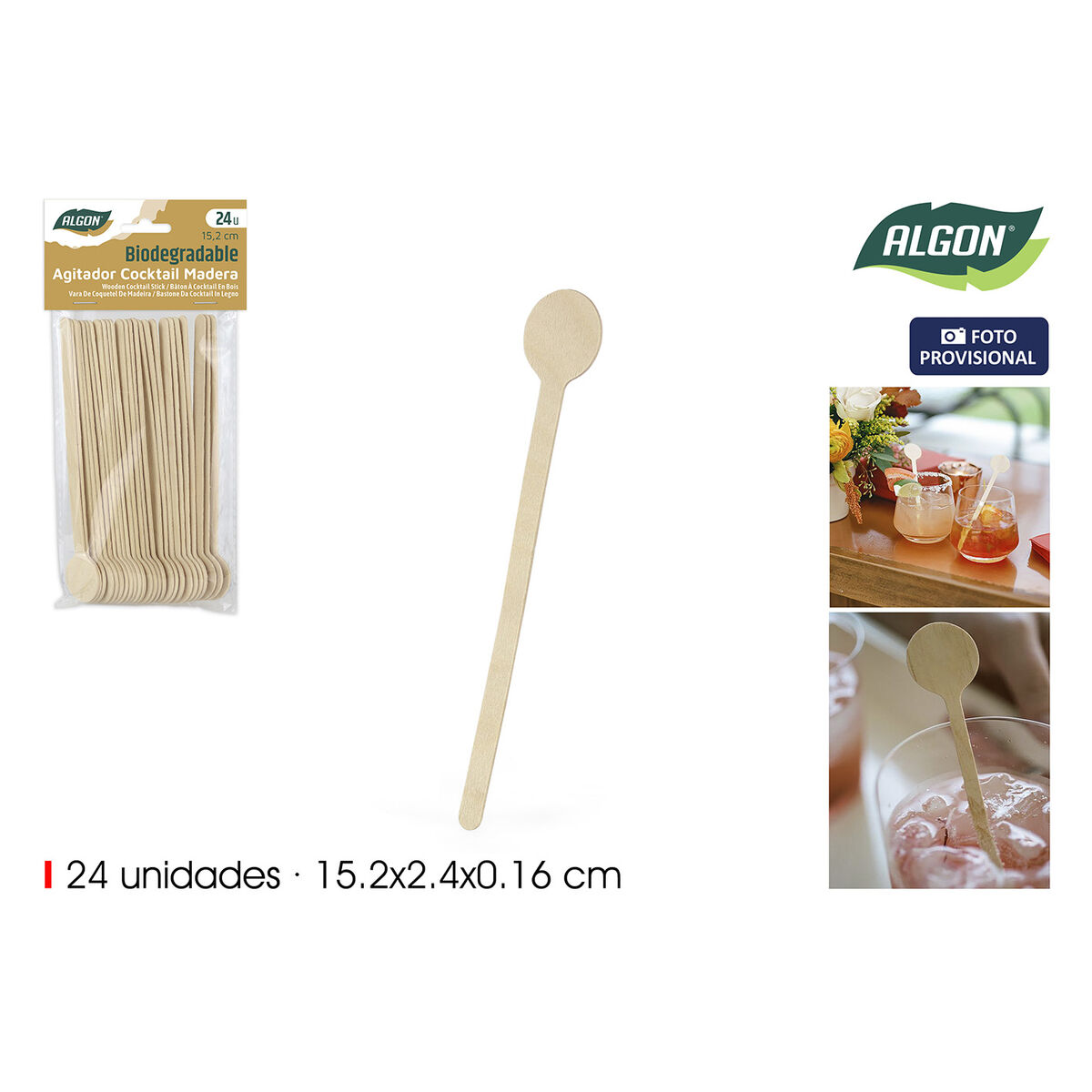 Set of Spoons Algon Wood 15,2 cm 24 Pieces (18 Units)