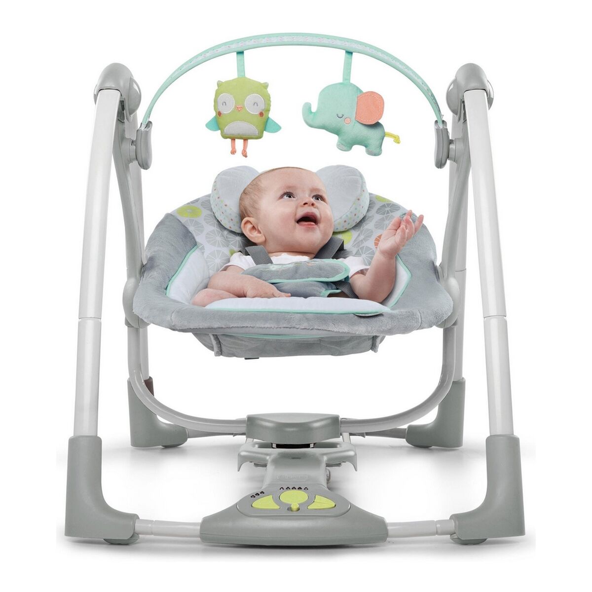 Rocking Chair Ingenuity Compact Swing - Hugs & Hoots Grey White