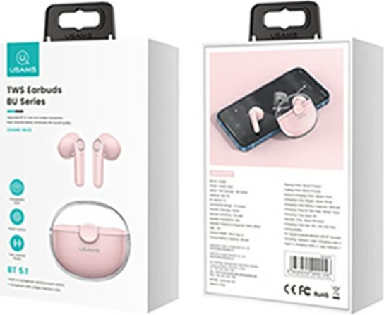 USAMS Earphones Bluetooth 5.1 TWS BU series pink BHUBU04