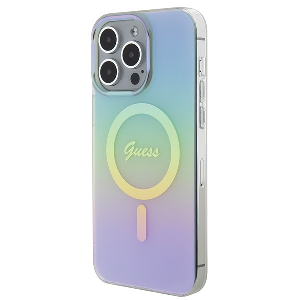 Guess GUHMP15LHITSQ Apple iPhone 15 Pro hardcase IML Iridescent MagSafe turquoise