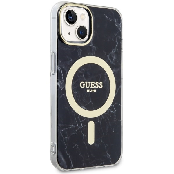 Guess GUHMP14SPCUMAK Apple iPhone 14 black hardcase Marble MagSafe