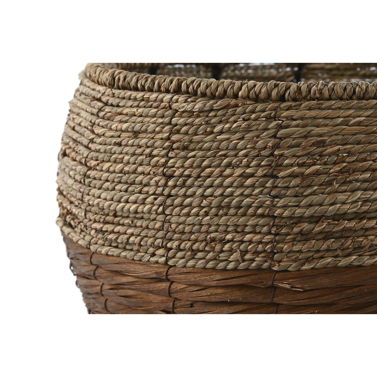 Set of Planters Home ESPRIT Natural Metal Fibre Tropical 32 x 32 x 23 cm
