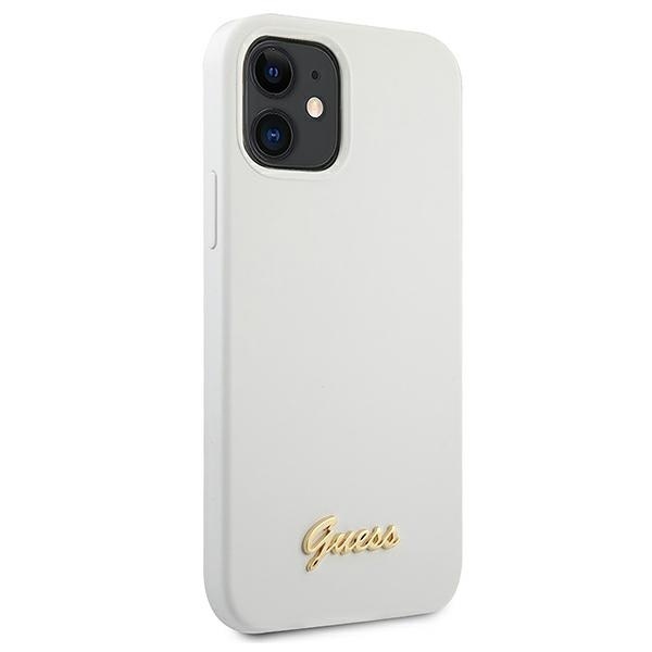 Guess GUHCP12SLSLMGWH Apple iPhone 12 mini white hardcase Metal Logo Script