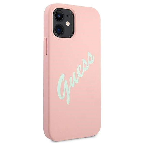 Guess GUHCP12SLSVSPG Apple iPhone 12 mini green pink hardcase Silicone Vintage