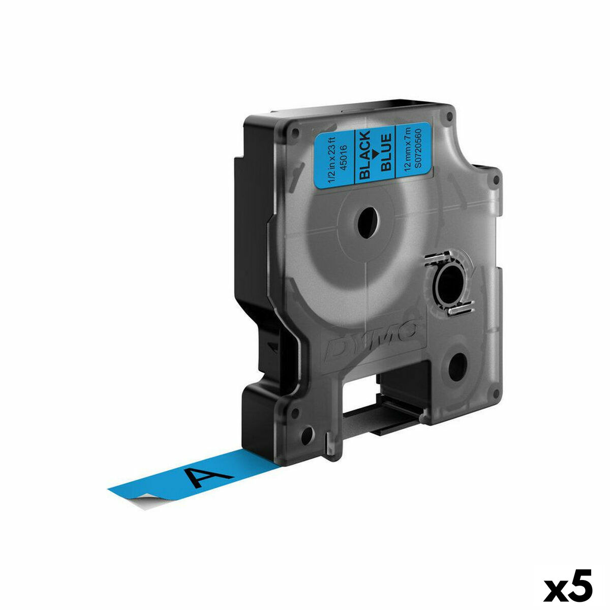 Laminated Tape for Labelling Machines Dymo D1 45016 LabelManager™ Blue 12 mm Black (5 Units)