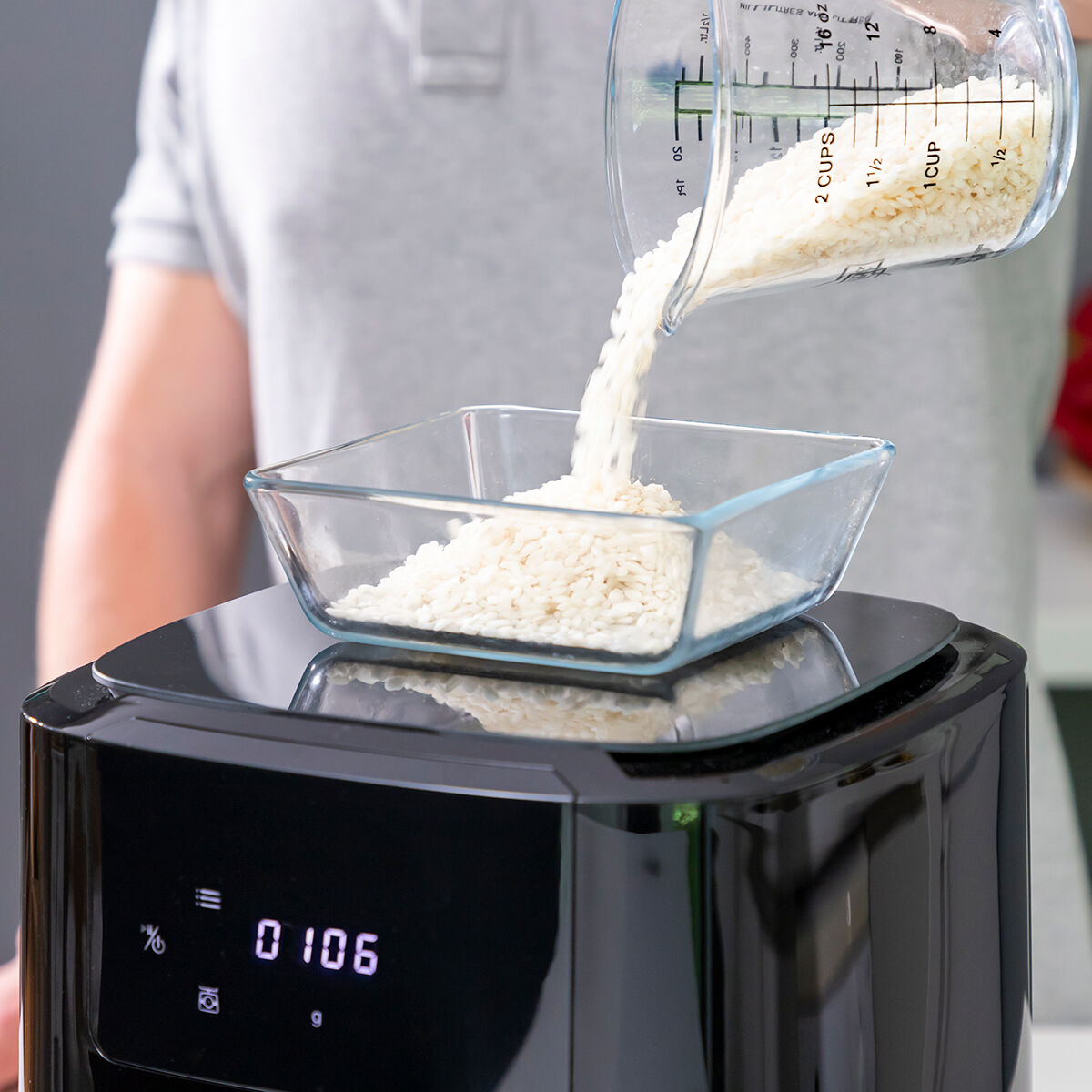 Oil-free Fryer with Weighing Scale InnovaGoods Fryinn Balance 5000 Black Stainless steel 1500 W 5 L Oil-free Fryer with Weighing Scale InnovaGoods Fryinn Balance 5000 Black Stainless steel 1500 W 5 L