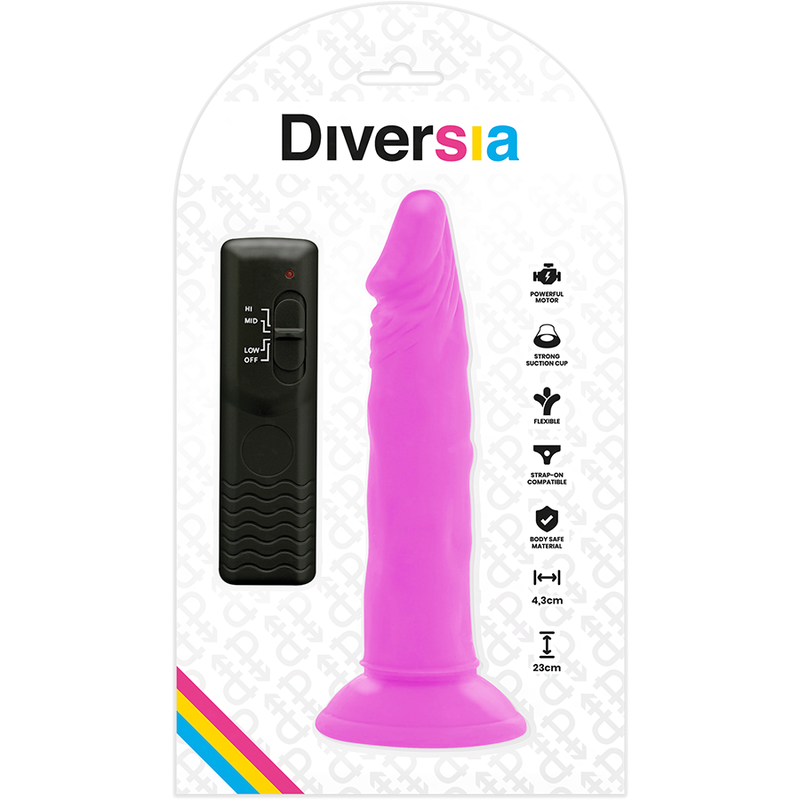 DIVERSIA - FLEXIBLE VIBRATING DILDO 23 CM - PURPLE
