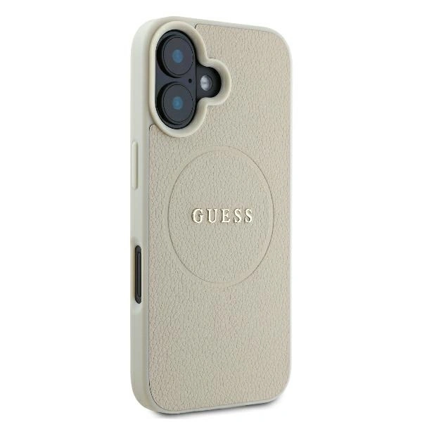Case Guess GUHMP16SPGHSMME Apple iPhone 16 hardcase Grained Ring MagSafe beige