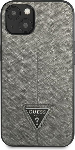 Guess GUHCP13SPSATLG Apple iPhone 13 mini silver hardcase Saffiano Triangle Logo