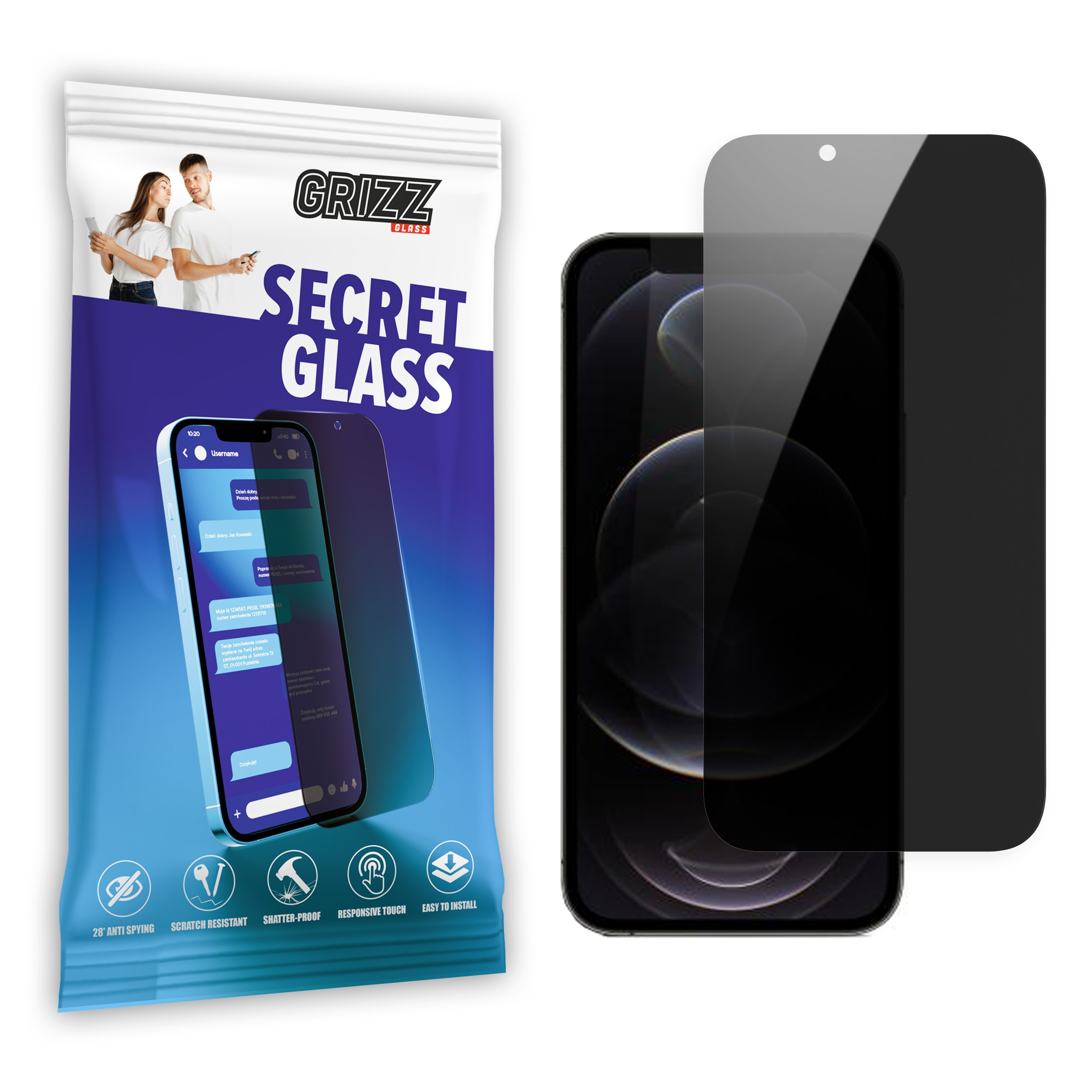 GrizzGlass SecretGlass Apple iPhone 12