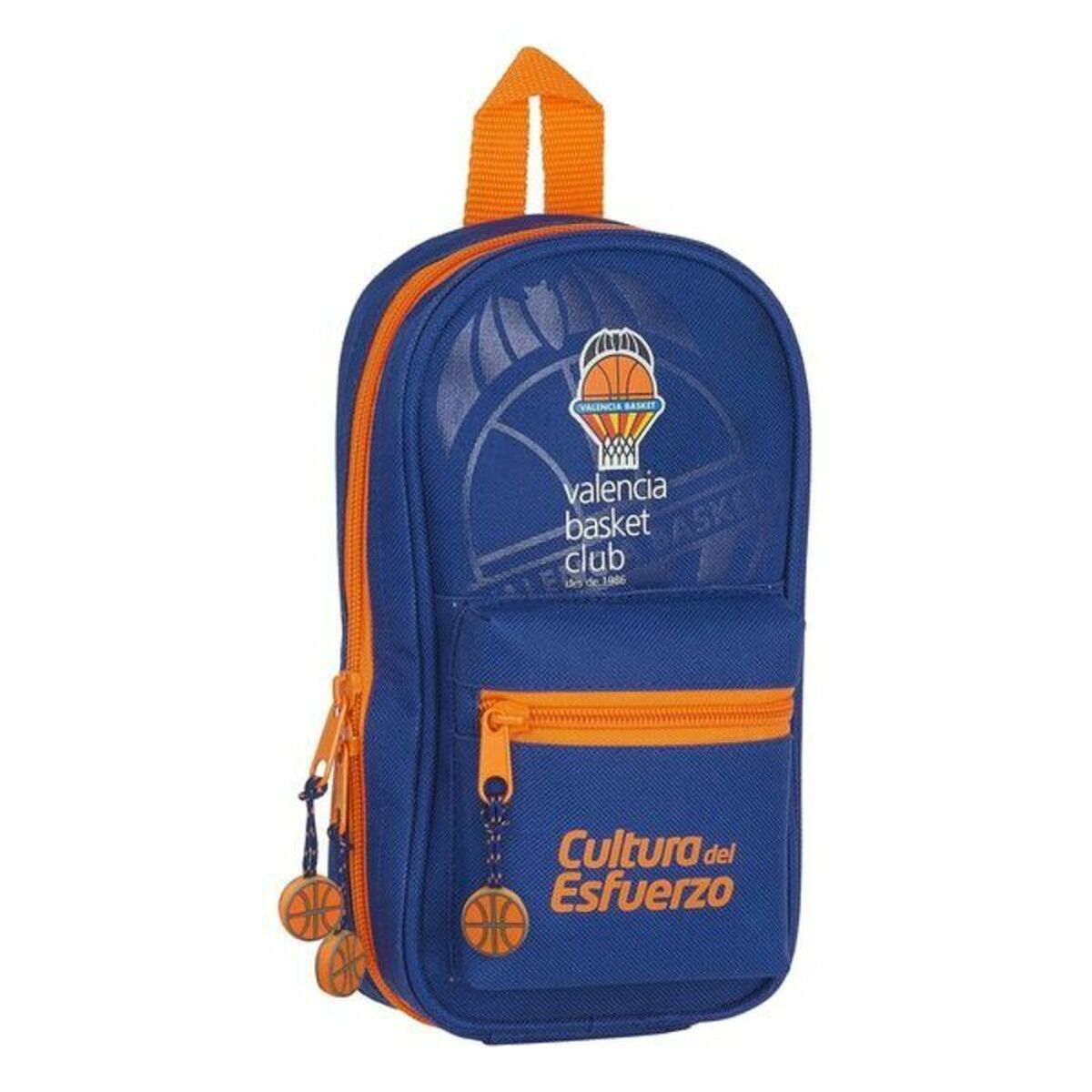 Rucksack mit Federtaschen Valencia Basket Blau Orange