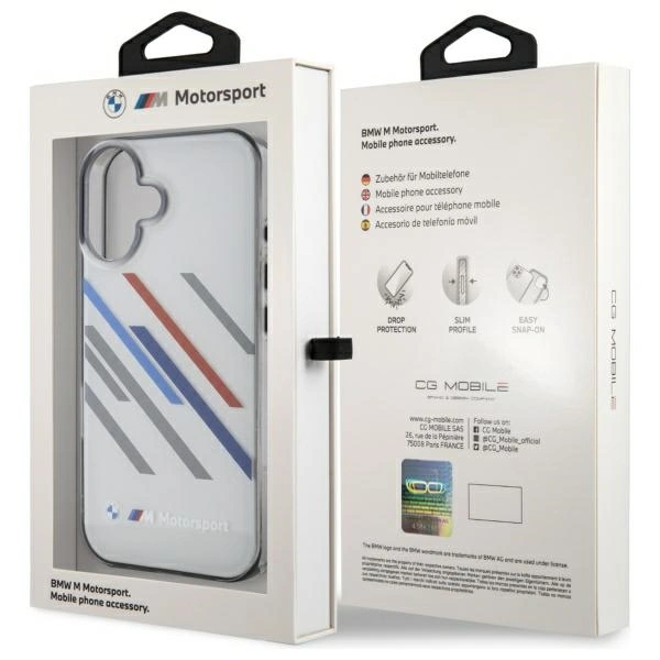BMW BMHCP16S23HTRAG Apple iPhone 16 hardcase Motorsport IML Random Stripes grey
