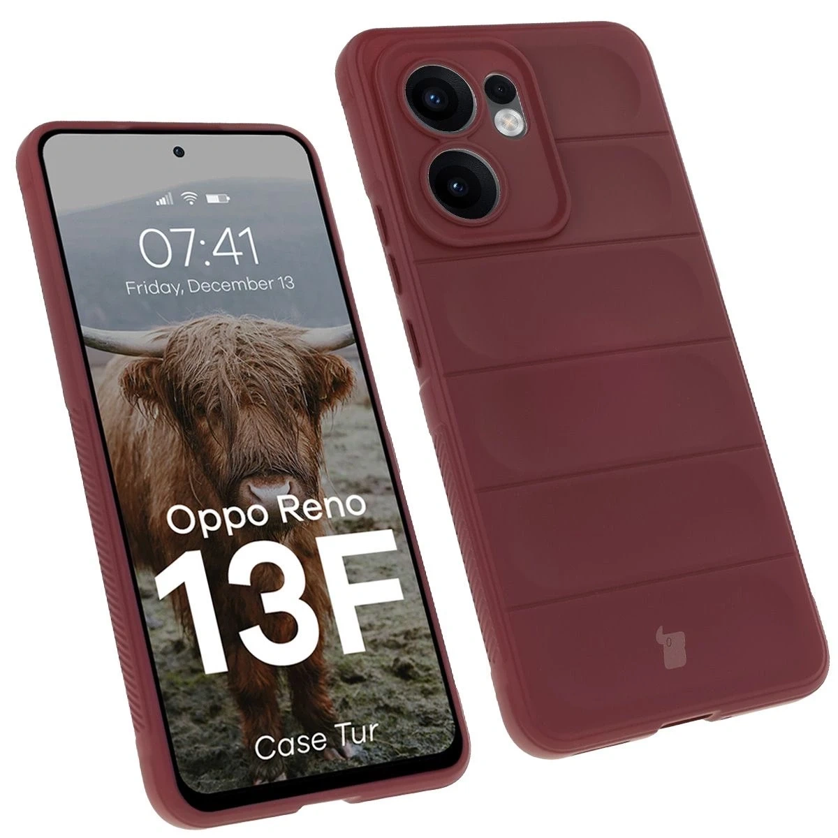 Pancerne etui Bizon Case Tur do Oppo Reno13 F burgundowe