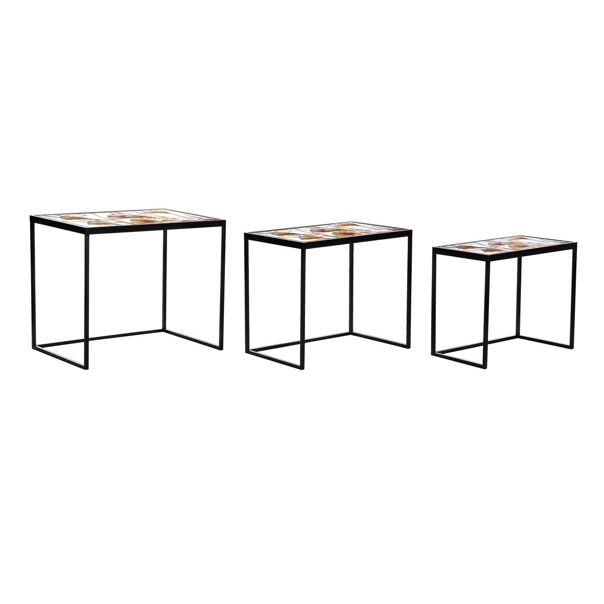 Set of 3 tables DKD Home Decor Crystal Black Metal Yellow (60 x 40 x 50 cm)