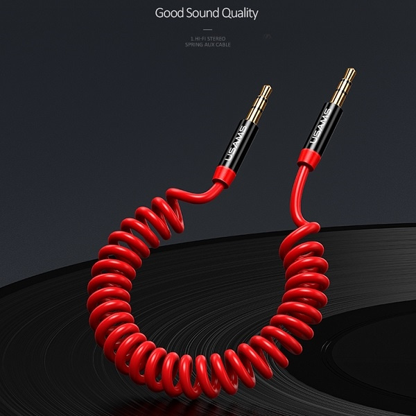 USAMS Adapter Spring audio jack 3,5mm -3,5mm 1,2m red SJ256YP02 (US-SJ256)