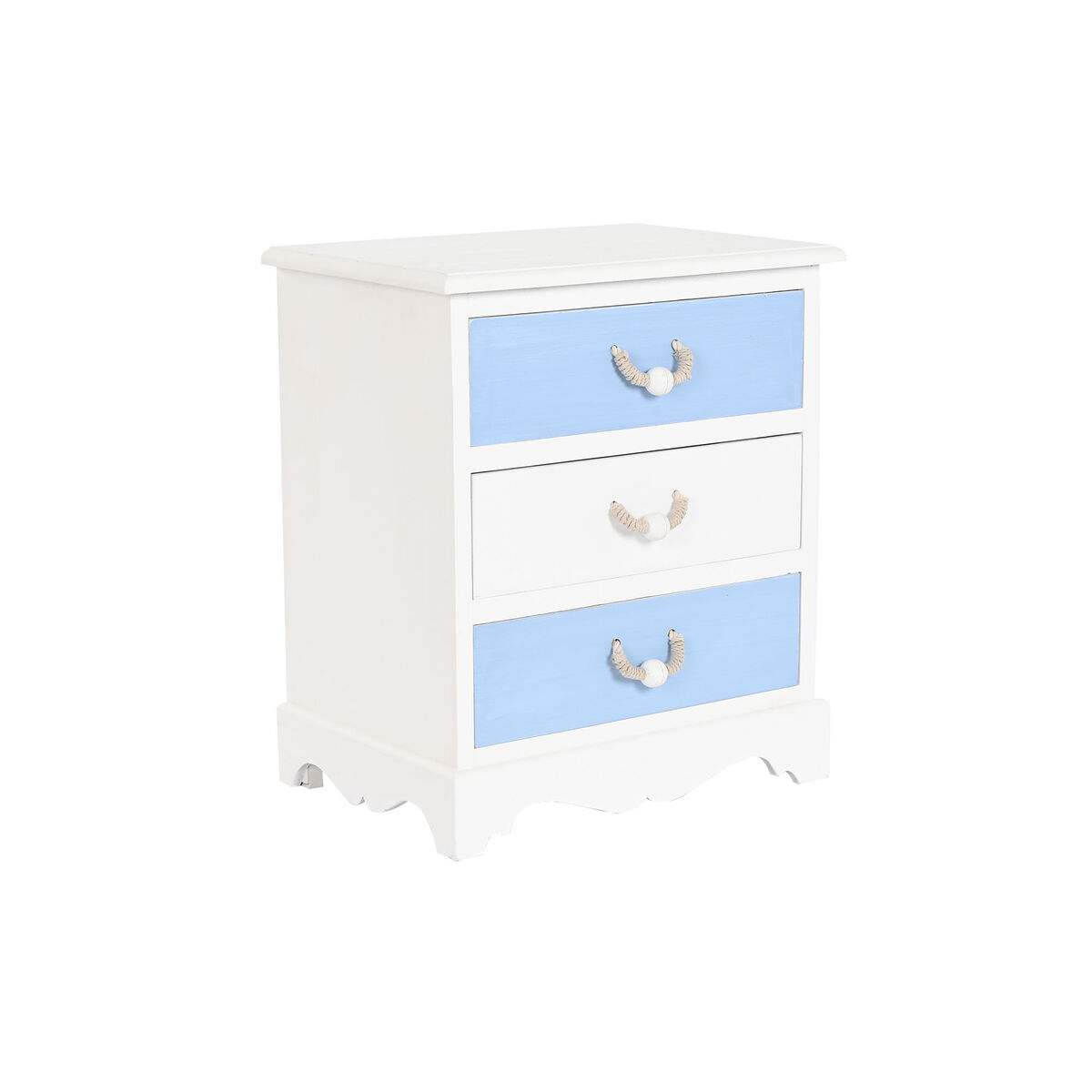 Nightstand DKD Home Decor 50 x 35 x 58 cm Rope White Sky blue Navy Blue MDF Wood