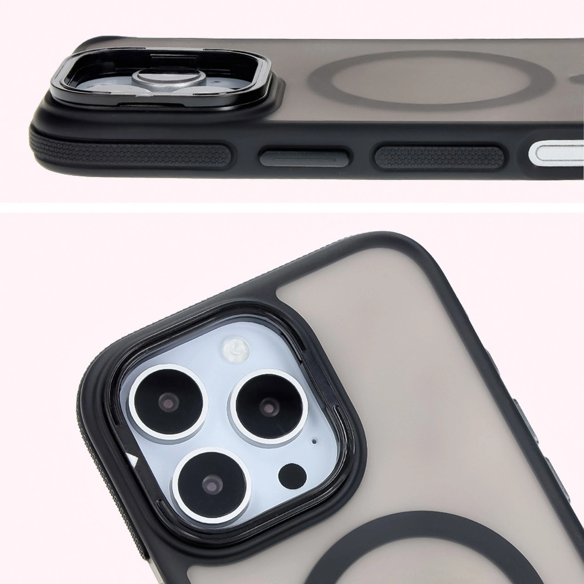 Bizon Case Eclipse Apple iPhone 16 Pro smoky with a black frame