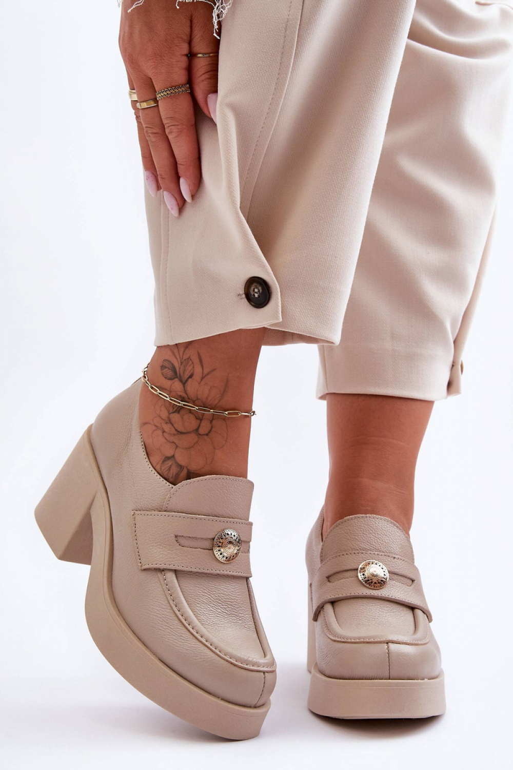  Heeled low shoes model 183949 Step in style  beige