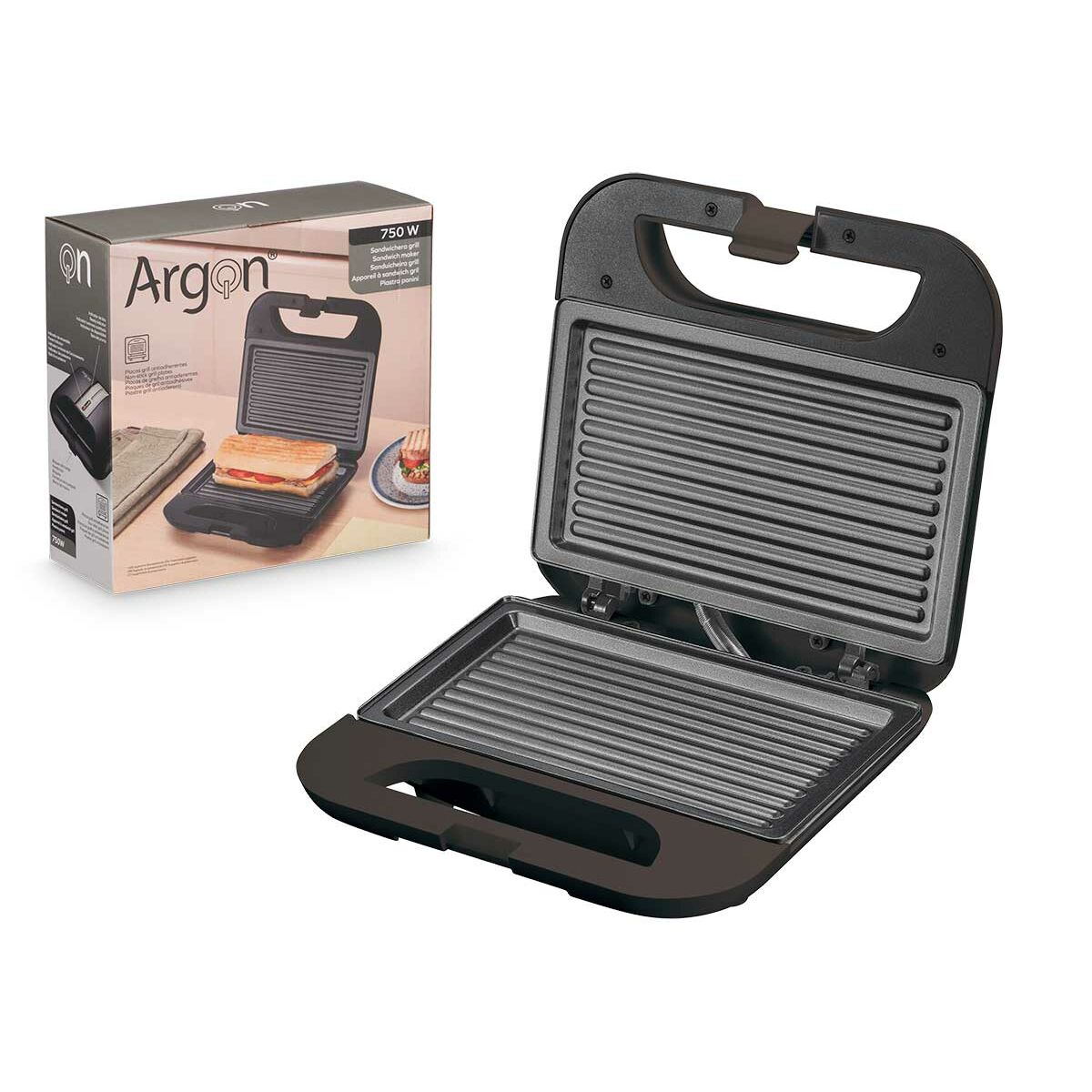 Sandwich Maker Argon K-901B/G Black Steel 750 W