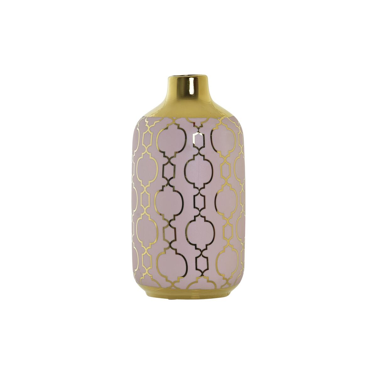 Vase DKD Home Decor 13 x 13 x 26 cm Porcelain Pink Golden Oriental Chromed