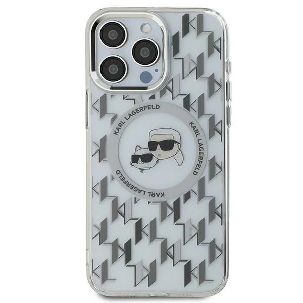 Karl Lagerfeld KLHMP15SHMCKMHT Apple iPhone 15 IML Monogram Karl&Choupette Head MagSafe transparent