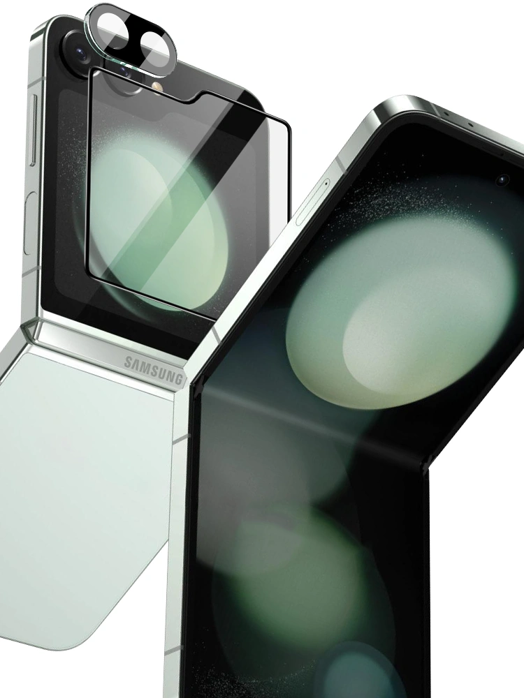 Bizon Glass Lens camera glass + outer screen glass Samsung Galaxy Z Flip6 [2 PACK]
